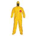 Dupont Coveralls, 4 PK, Yellow, Tychem(R) 2000, Adhesive QC122TYLLG000400