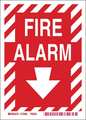 Brady Fire Alarm Sign, 7 in Height, 5 in Width, Polyester, Rectangle, English 73662