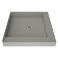 Tile Redi 48x48" Shower Base Double Threshold, Center PVC Drain 4848CDR-PVC