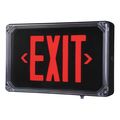 Dual-Lite Exit Sign, Dbl Face, Red Letters, Blk Hsng SEWLDRBE