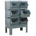 Stackbin Steel Sectional Stacking Bin, 38 in D x 42 in H x 20 1/2 in W, 3 Shelves, Gray 1-46RBCU-2