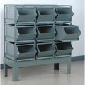 Stackbin Steel Sectional Stacking Bin, 38 in D x 42 in H x 20 1/2 in W, 3 Shelves, Gray 1-49RBCU-3