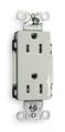 Hubbell Receptacle, 15 A Amps, 125V AC, Flush Mount, Decorator Duplex Outlet, 5-15R, White DR15WHI