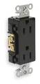 Hubbell Receptacle, 15 A Amps, 125V AC, Flush Mount, Decorator Duplex Outlet, 5-15R, Black DR15BLK