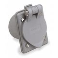 Hubbell Wiring Device-Kellems Flanged Receptacle, 20 A Amps, 125V AC, Panel Mount, Single Outlet, 5-20R, Gray HBL61CM65