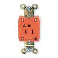 Hubbell Receptacle, 15 A Amps, 125V AC, Flush Mount, Single Outlet, 5-15R, Orange IG5261