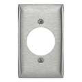 Hubbell Single Receptacle Wall Plates, Number of Gangs: 1 Stainless Steel, Brushed Finish, Silver SS725