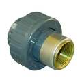 Zoro Select PVC, Brass Union, FNPT x Socket, 1 in Pipe Size 859-010BR