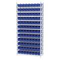 Akro-Mils Steel Wire Bin Shelving, 36 in W x 74 in H x 14 in D, 12 Shelves, Silver/Blue AWS143630120B