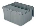 Buckhorn Gray Attached Lid Container, Plastic, Steel Hinge, 17 gal Volume Capacity 39175