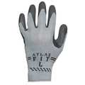 Showa Natural Rubber Latex Coated Gloves, Palm Coverage, Black/Gray, L, PR 300BL-09
