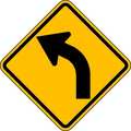 Lyle Left Curve Traffic Sign, 24 in Height, 24 in Width, Aluminum, Diamond, No Text W1-2L-24HA