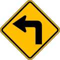 Lyle Left Turn Traffic Sign, 12 in Height, 12 in Width, Aluminum, Diamond, No Text W1-1L-12HA