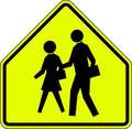 Lyle School Crossing Pictogram Traffic Sign, 30 in H, 30 in W, Aluminum, Pentagon, No Text, S1-1-30SYGA S1-1-30SYGA