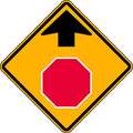 Lyle Stop Sign Ahead Pictogram Sign, 30" W, 30" H, No Text, Aluminum, Yellow W3-1-30HA
