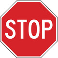 Lyle Stop Sign, 12" W, 12" H, English, Aluminum, Red R1-1-12HA