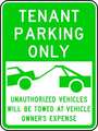 Lyle Tenant Parking Sign, 18" W, 24" H, English, Aluminum, Green, White RP-125-18HA