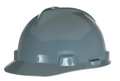 Msa Safety V-Gard Front Brim Hard Hat, Slotted, Cap Style, Type 1, Class E, Staz-On Pinlock Suspension, Gray 463948