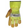 Kinco Leather Gloves, L, Hi Vis Green, PR 1919-L