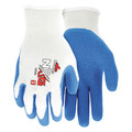 Mcr Safety Latex Coated Gloves, Palm Coverage, Blue/White, M, PR 9680M