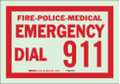 Brady Fire Emergency Sign, 7 x 10In, R/GRN, ENG, 90948 90948
