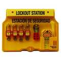 Master Lock Lockout Station, 18 Components Included, Holds (4) Keyed Different Padlocks, English/Spanish, Yellow 1482BP410ES