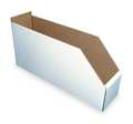 Packaging Of America Corrugated Shelf Bin, White, Cardboard, 17 in L x 4 1/4 in W x 8 1/2 in H 3W506