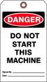 See All Industries Danger Tag, 7 x 4 In, Bk and R/Wht, PK25 DTUF-G37