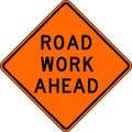 Lyle Road Work Ahead Traffic Sign, 30 in Height, 30 in Width, Aluminum, Diamond, English W20-1D-30HA