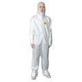 Condor Hooded Disposable Coveralls, 6 PK, White, Microporous Film Laminate, Zipper 30C574