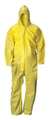 Condor Hooded Coverall, 4Xl, 12 PK, Yellow, Chem Basic, Storm Flap, Zipper 30LV50