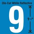 Stranco Die-Cut Reflective Number Label, 9, PK5 DWR-1.5-9-5