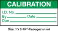 Stranco Calibration Label, ENG, Green/White, PK250, TC3-21002-R250 TC3-21002-R250