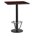 Flash Furniture Square Laminate Table, 24" W, 24" L, 43.125" H, Laminate Top, Wood Grain XU-MAHTB-2424-TR18B-3CFR-GG