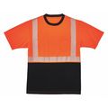 Glowear By Ergodyne Blk Front Perf. Safety T-Shirt, Large, Org 8280BK