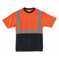 Glowear By Ergodyne Black Front Safety T-Shirt, M, Orange 8289BK