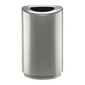 Safco 30 gal Round Trash Can, Silver/Black, White, Steel, Rigid Plastic 9920SL