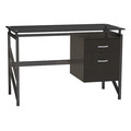 Mayline Glass Top Desk, Texture Black, Metal 1006BB