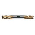 Cleveland 4-Flute HSS Center Cutting Square Double End Mill Cleveland HD-4C-TN TiN 3/8x3/8x3/4x3-1/2 C33075
