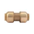 Sharkbite Push-to-Connect Coupling, 3/8 in Tube Size, Brass, Brass U006LF