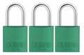 Abus Lockout Padlock, KA, Green, 2-17/32"H, PK3 72/30 KA X 3