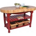 John Boos & Co Table, Harvest, Red, 60"x30"x4" , 30" W 60" L 36" H, Red Tabletop CU-HAR60-BN