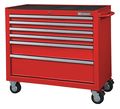 Westward WESTWARD Rolling Tool Cabinet, 6-Drawers, Gloss Red, 42" W x 19" D x 40" H 32H852
