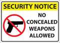 Zing Sign, No Concealed Weapons in Building, Width: 14" 2818A