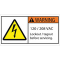 Tape Logic Tape Logic® Warning 120/208 VAC Durable Safety Label, 2" x 4", Multi-Color, 25/Roll DSL520