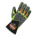 Proflex By Ergodyne Hi-Vis Mechanics Impact Gloves, M, Lime/Black/Orange, Breathable Mesh 925F(X)