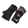 Proflex By Ergodyne Half Finger Mechanics Impact Gloves, 2XL, Black 910