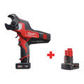Milwaukee Tool Cordless Cable Cutter, Extra Battery Bundle, 12 V, Li-Ion Battery, M12â„¢ Series 2472-21XC, 48-11-2460