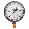 Kodiak Low Pressure Gauge, Bottom, 100" H2O KC25-100"H2O