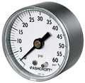 Ashcroft Pressure Gauge, 0 to 60 psi, 1/4 in MNPT, Plastic, Black 20W1005PH02B60#